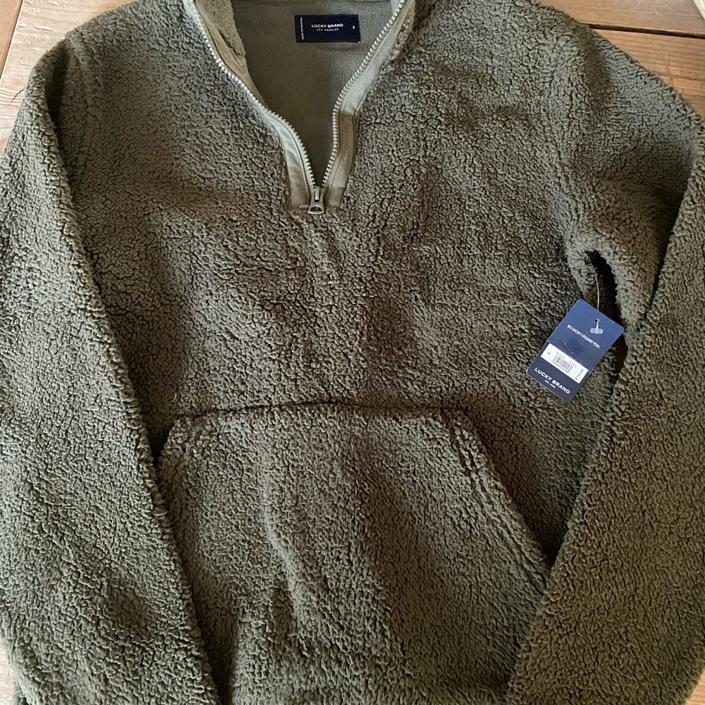 Lucky Brand Jeans Men's Olive Green Fleece Sweater